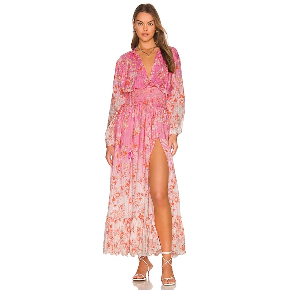 Hemant & Nandita Sidra Long Sleeve Pink Floral Maxi Dress